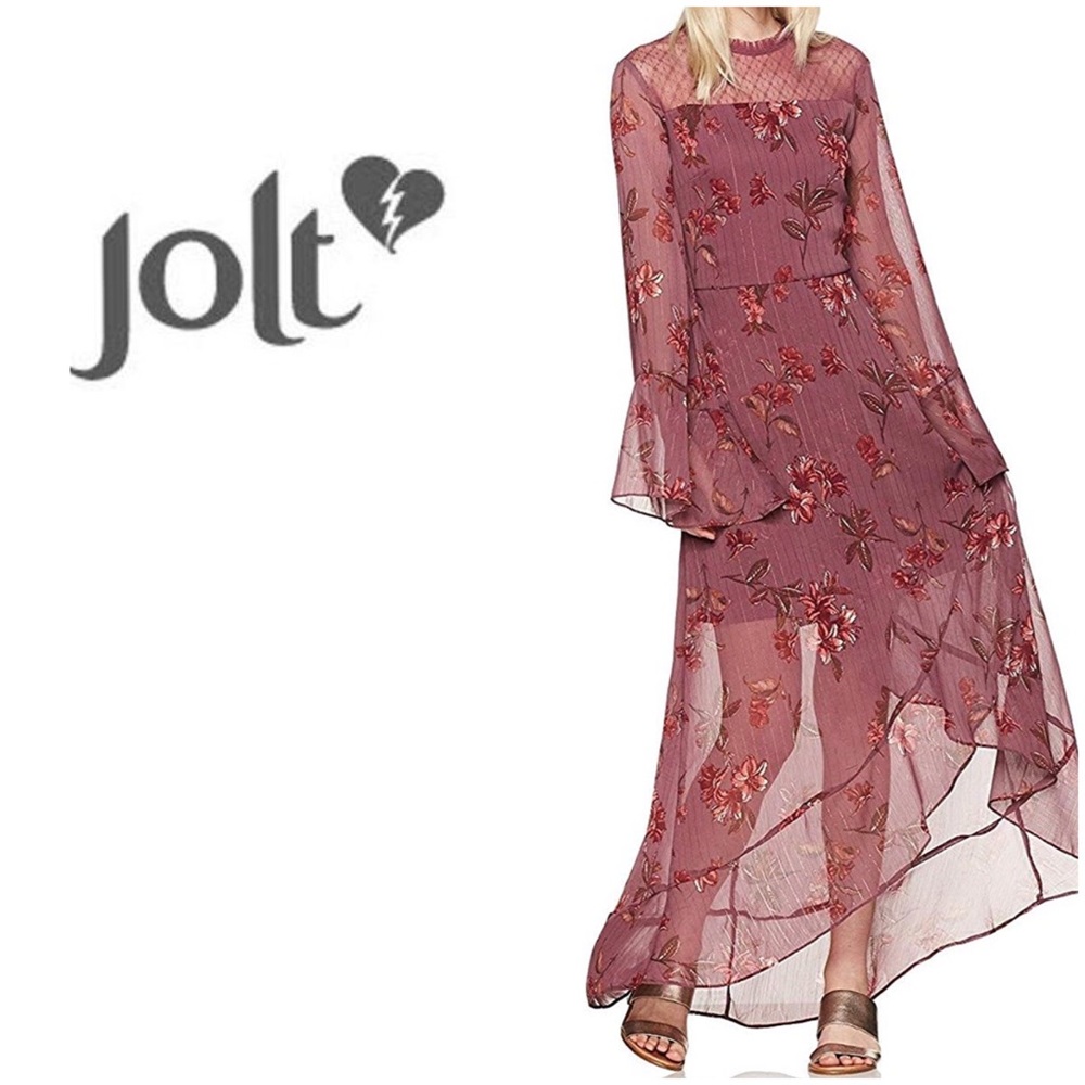 Jolt Floral Bell Sleeve Maxi Dress